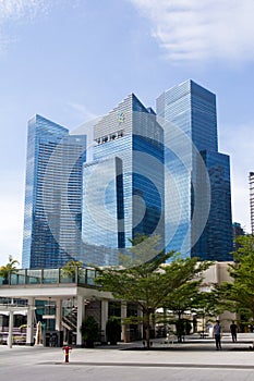 The Marina Bay Financial Centre MBFC towers taken from Collyer Quay, Singapore