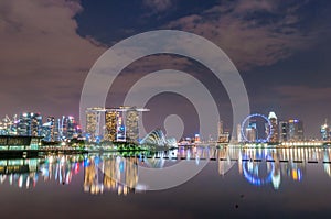 Marina bay landmarks night scene at Singapore