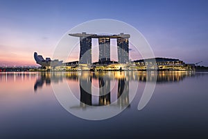Marina Bay Sands Hotel during Blue Hour, Singapore