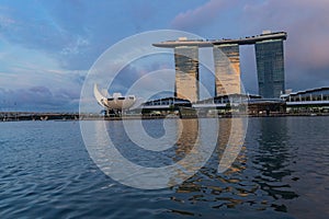 Marina Bay Sands Hotel at sunset