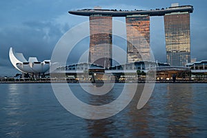 Marina Bay Sands Hotel at sunset