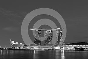 Marina Bay Sands in Singapore black and white