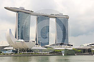 Marina Bay Sands Singapore on a cloudy day