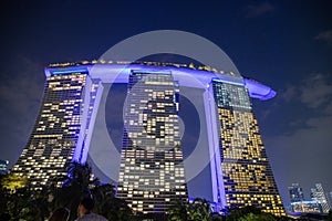 Marina Bay Sands Singapore landscape by night.