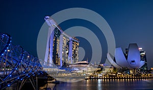 Marina Bay Sands Singapore landscape by night.