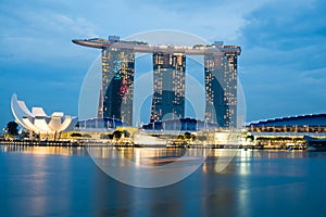 Marina Bay Sands Singapore Skyline during Sunset