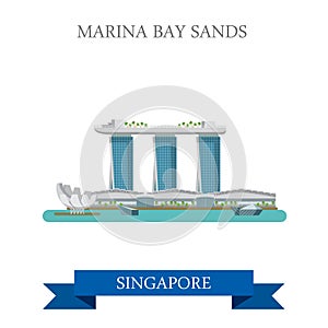 Marina Bay Sands Singapore vector flat attraction sightseeing