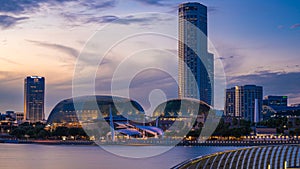 Marina Bay Sands Sloping Towers With Water Reflection Scenery