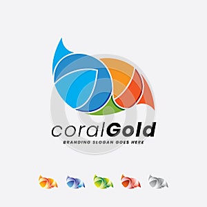 Marina Beach Coral Oyster Gold Fashion Logo