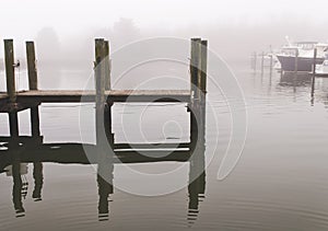Marina Boat Pier in Maryland Fog
