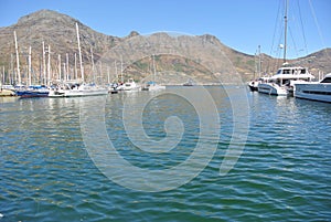 Marina with boats in Hout Bay, South Africa