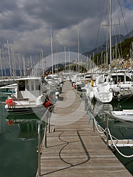 Marina with boats in Makarska