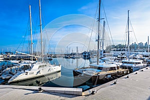 Marina with catamarans in Split Croatia. photo