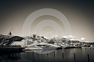 The marina on the coast Verdens ende, Norway