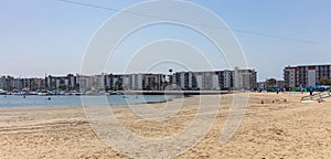 Marina del Rey sandy beach, California USA, sunny spring day