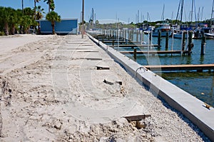 Marina dock breakwall and parking lot construction photo