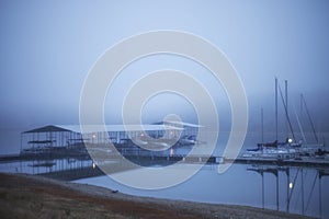 Marina on a foggy morning