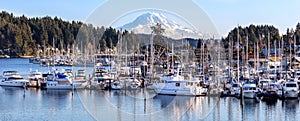 Panoramic view of gig harbor in Washington state