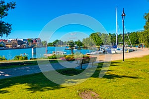 Marina at gota alv river in Swedish town Trollhattan