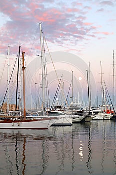 Marina in the harbor of old port in Palma, Mallorca, Spain