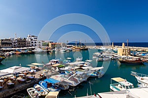 Marina harbour and port with yachts in Kyrenia Girne, North Cyprus