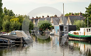 Marina with houses along the water nearby small dutch village Haarlemmerliede in municipality of Haarlemmermeer photo