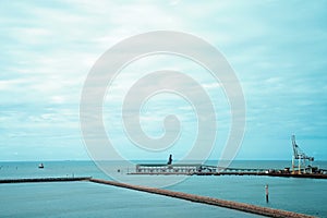 Marina And Industrial Wharf On The Ocean