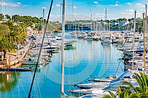 Marina with luxury yachts in Cala D Or on Majorca island, Spain