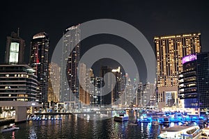 Marina at night - Dubai city.