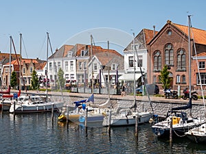 Marina in old harbour of Brouwershaven, Schouwen-Duiveland, Zeeland, Netherlands