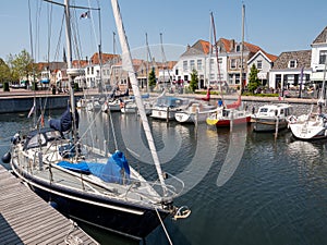 Marina in old harbour of Brouwershaven, Schouwen-Duiveland, Zeeland, Netherlands