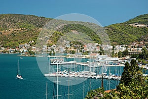 Marina at Poros island in Aegean sea,Greece