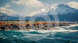 The marina of the Puerto Natales port in Chile