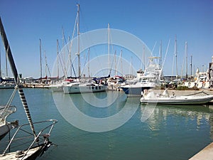 Marina of sailing boats on the Mediterranean sea.