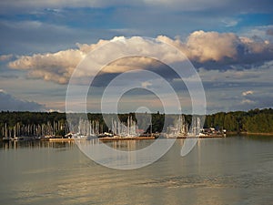 Marina with sailing boats in the Turku Archipelago, Finland