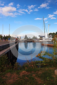 The marina seen from the berths - Thunder Bay Marina, Ontario, Canada photo