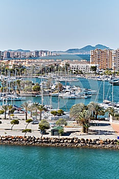 Marina in the spanish town of La Manga del Mar Menor. Spain