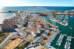 Marina in the spanish town of La Manga del Mar Menor. Spain