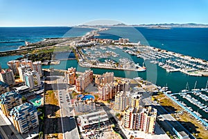 Marina in the spanish town of La Manga del Mar Menor. Spain