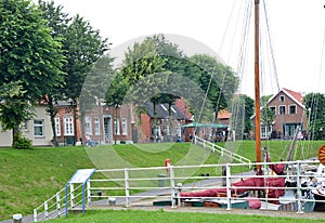 Marina in the Town of Carolinensiel at the North Sea, Lower Saxony photo