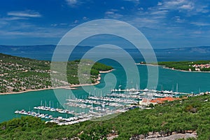 Marina in turquoise lagoon at Adriatic sea