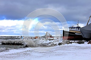 Marina Under Winter Sky