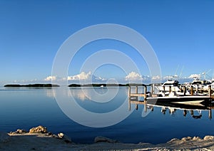 Marina and view of islands at Islamorada in the Florida Keys