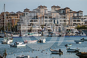 Marina view in Punta del Moral, Spain.
