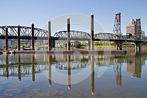 Marina by Willamette River in Portland Oregon