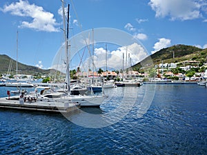 Marina With Yachts and Luxury Homes on Hillside in St. Maarten