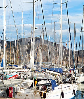 Marina yachts mountains storm Italy