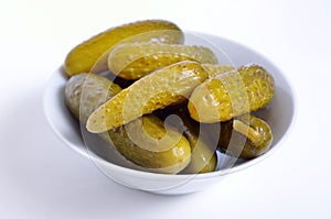 Marinaded Cucumbers in the white plate