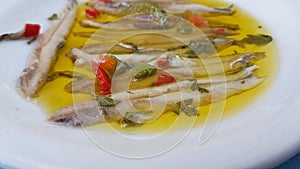 Marinate anchovies traditional greek sea plate