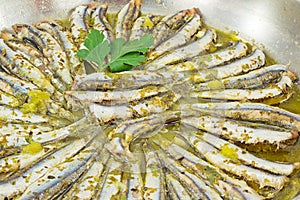 Marinated anchovies with lemon